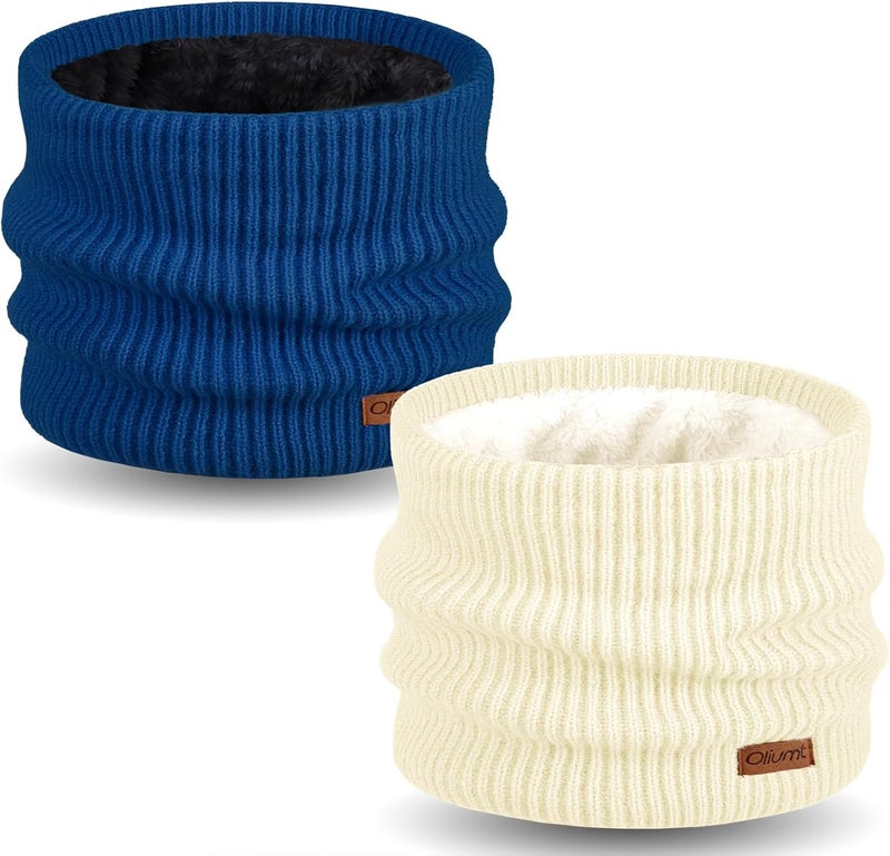Oliumt Kids Neck Warmer Winter Neck Gaiters Knitted Infinity Scarf for Boys Girls Fleece Lined Ski Mask for Cold Weather - Image 1